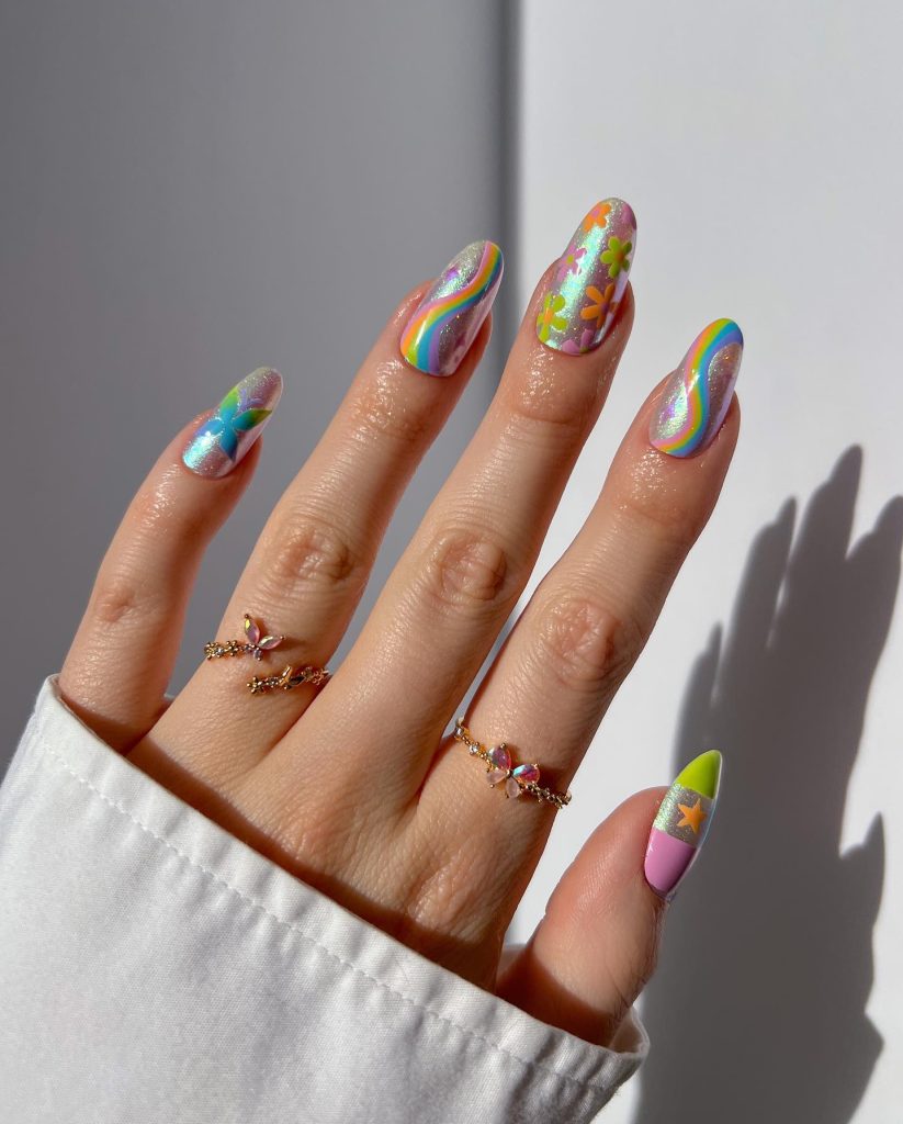 Colorful Mix colorful and Match Nail Art