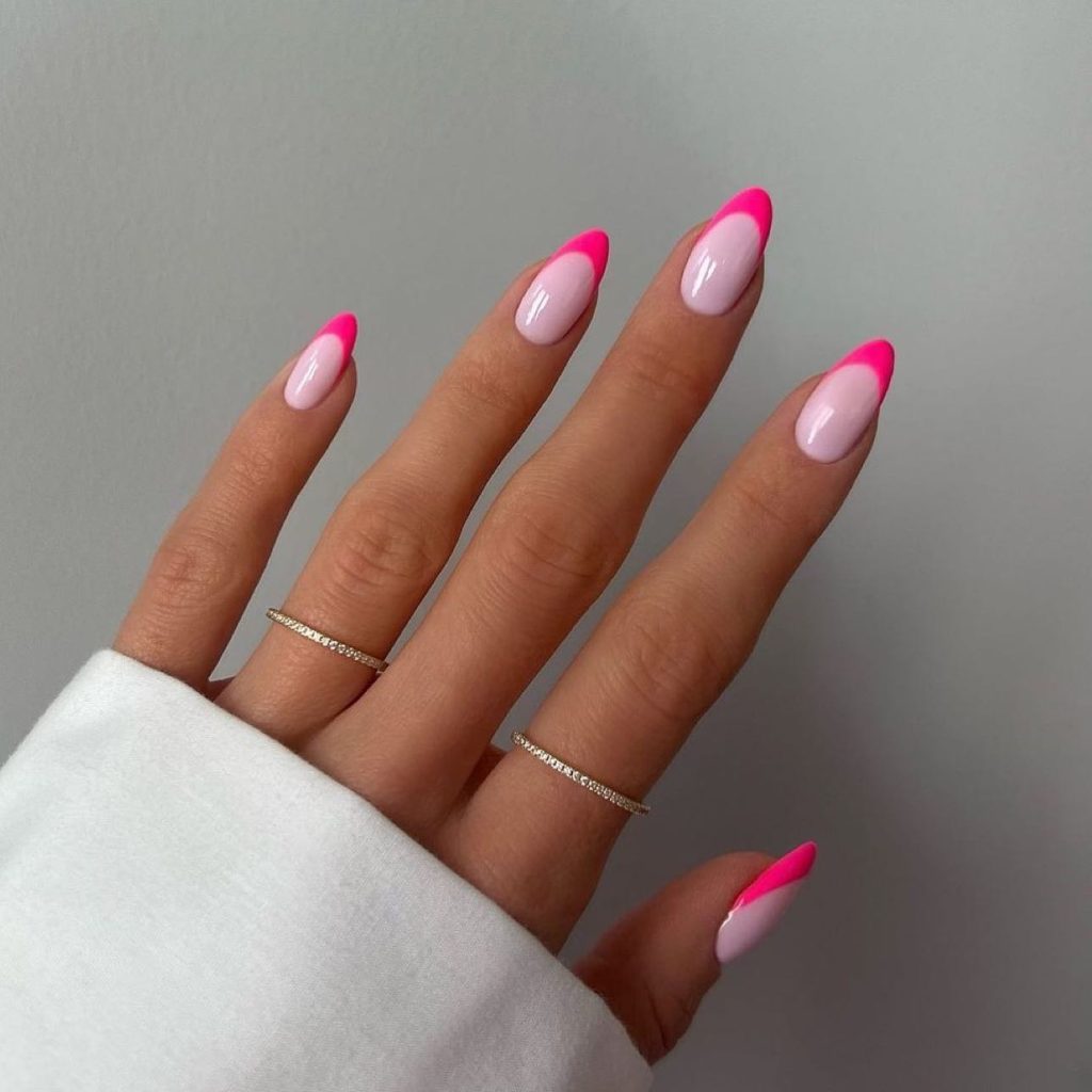 Soft Pink with Deep Pink French Tips