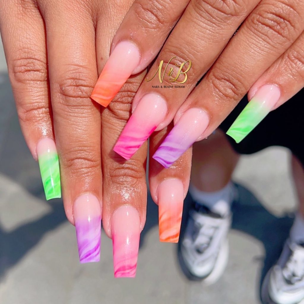 colorful french tip summer nails