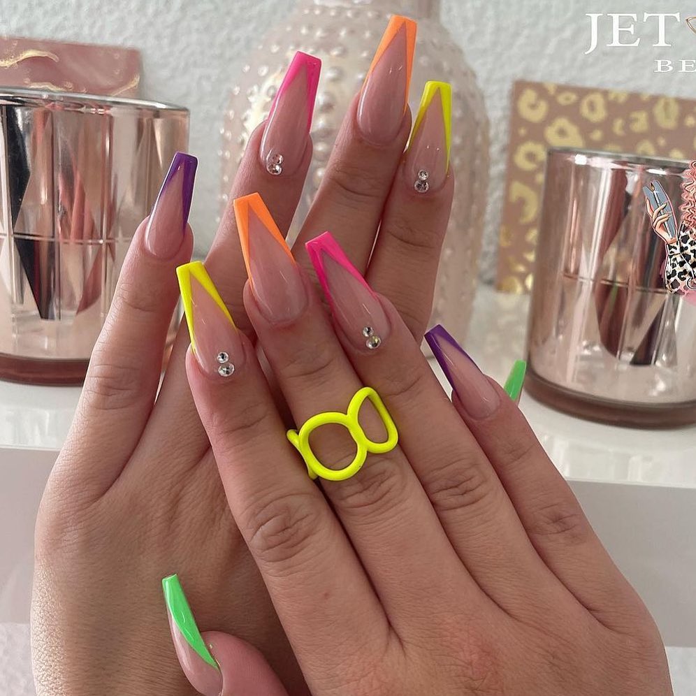 deep french tip rainbow nails