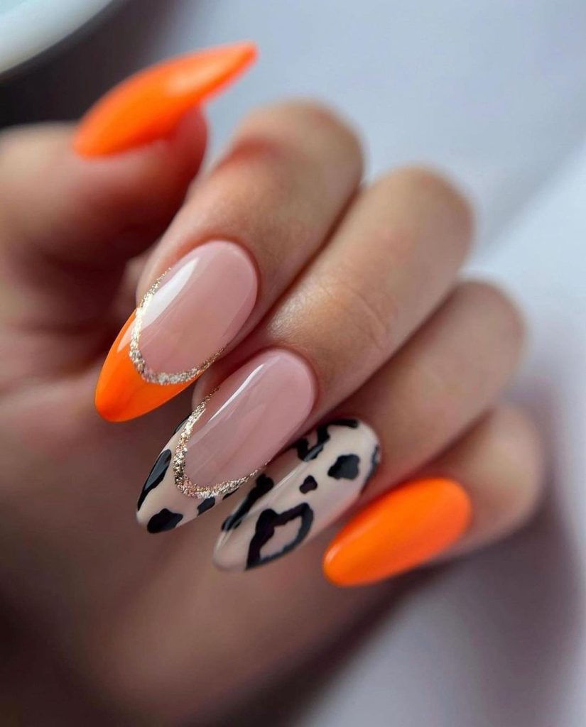 orange and black nails