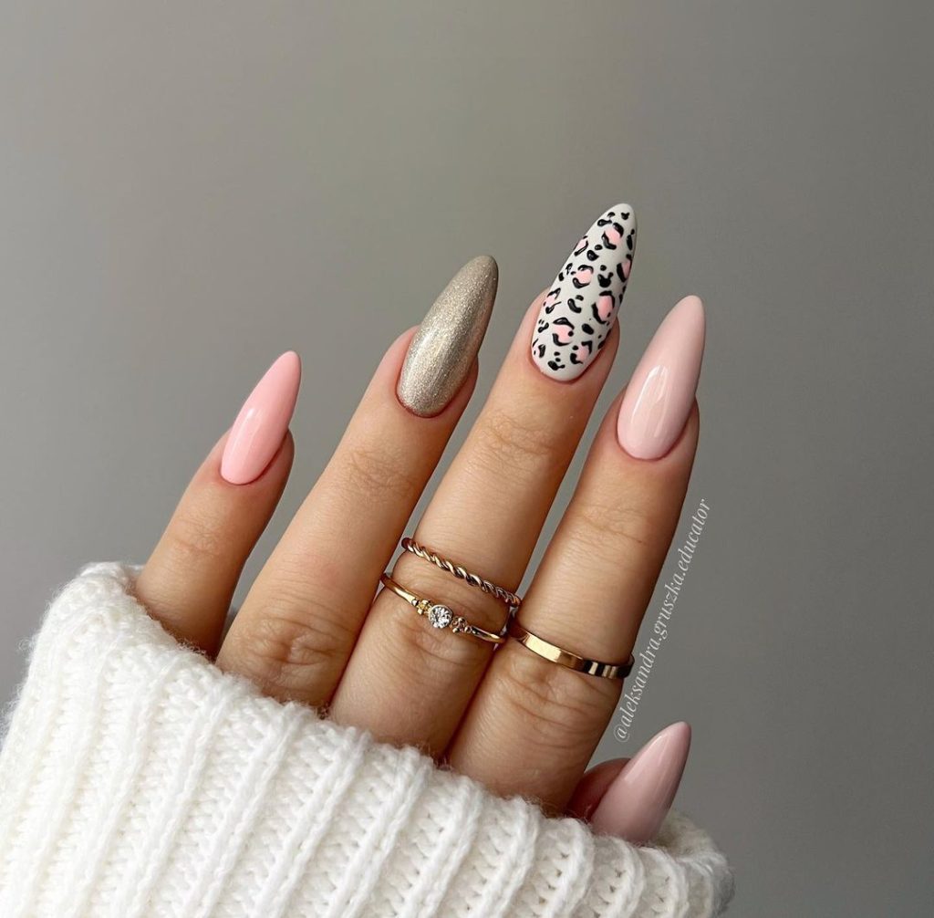pastel animal print nails
