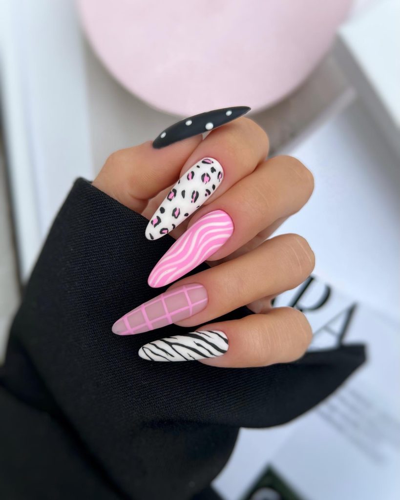 swirl animal print nails