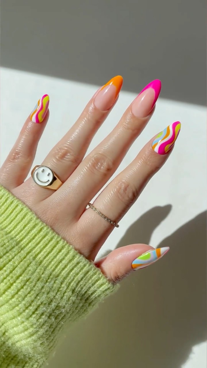 swirl french tip nails