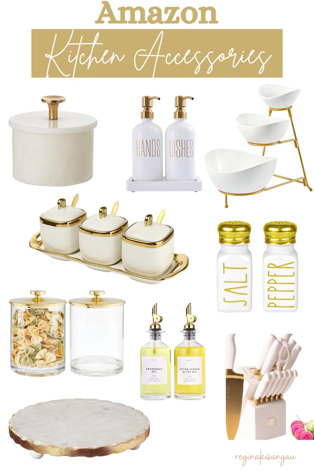 White and Gold Kitchen Accessories