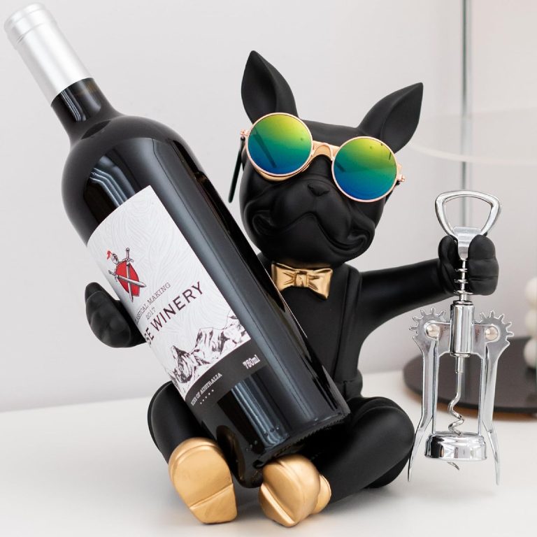 20 Decorative Wine Bottle Holders That Are Cute And Quirky   Bulldog Wine Holder 768x768 