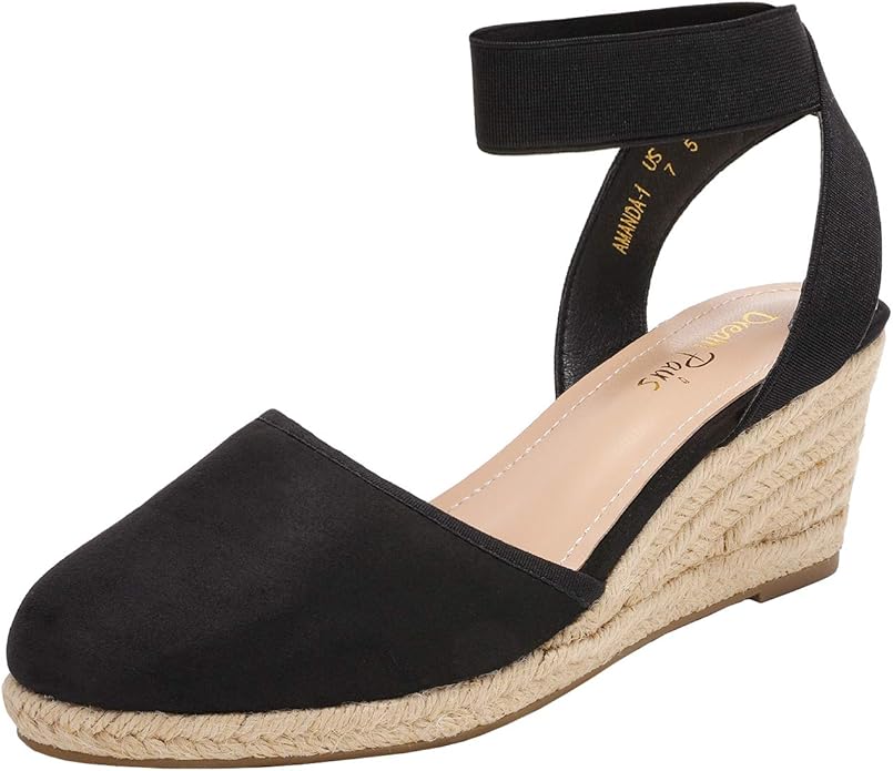 elastic ankle strap espadrille wedges