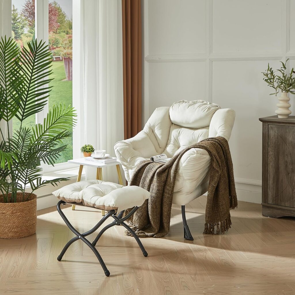 Lazy Chair with Foldable Ottoman
