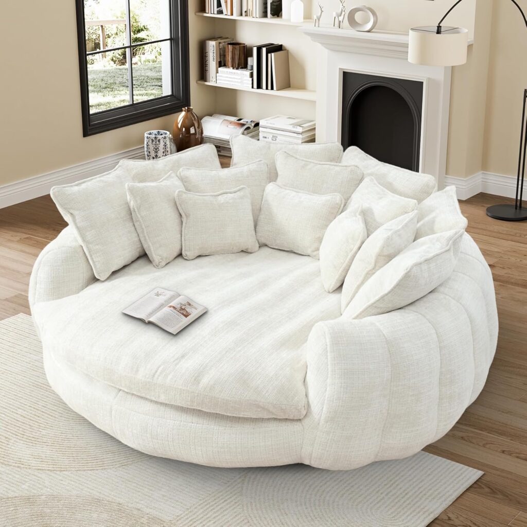 Oversized Bean Bag Boneless Round Chaise