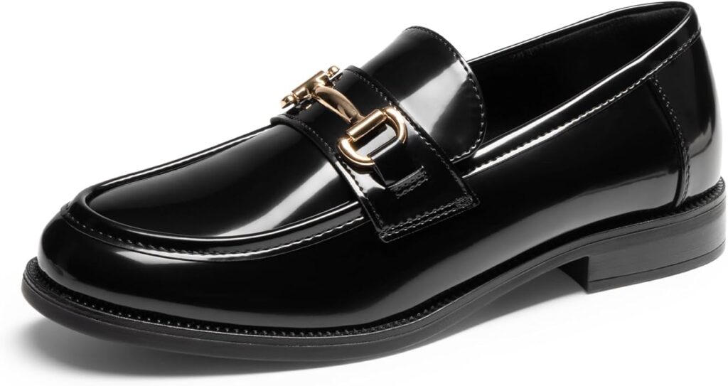 black loafers with glossy shine