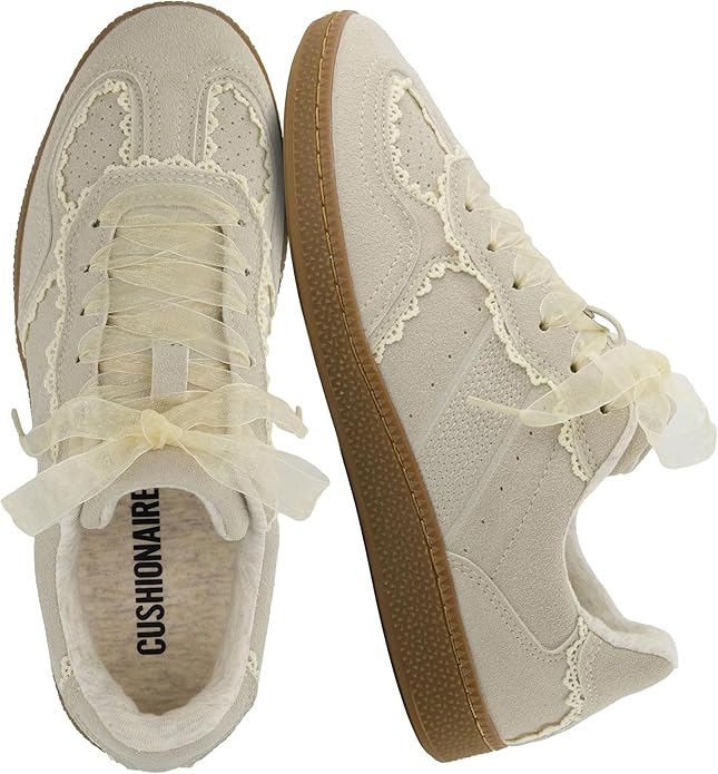 lace detail casual sneakers with ribbon laces