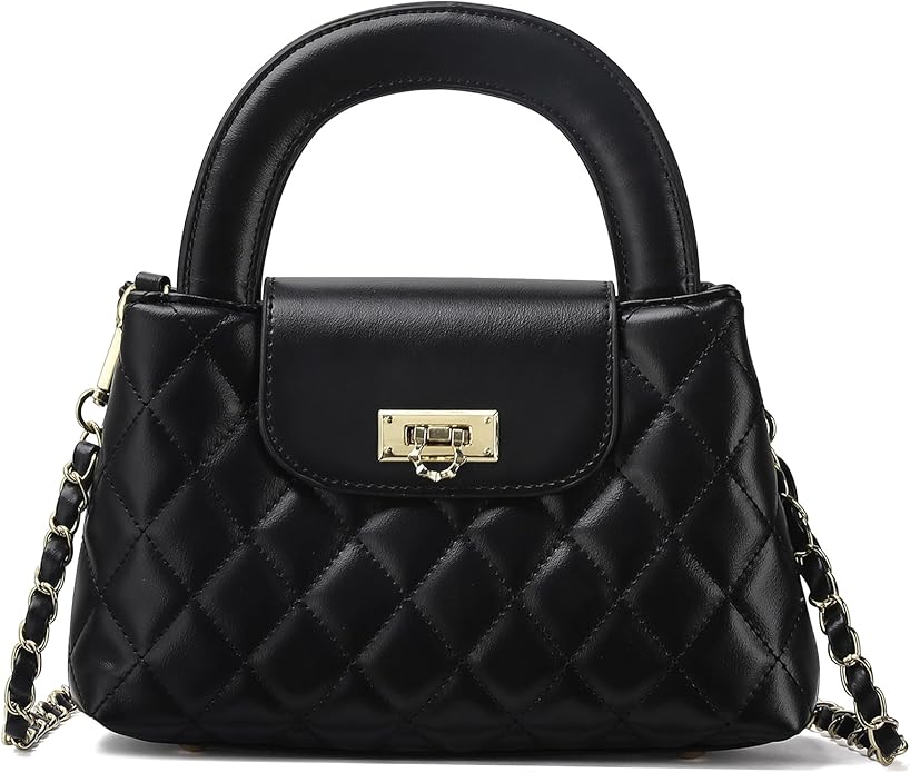 black quilted top handle bag