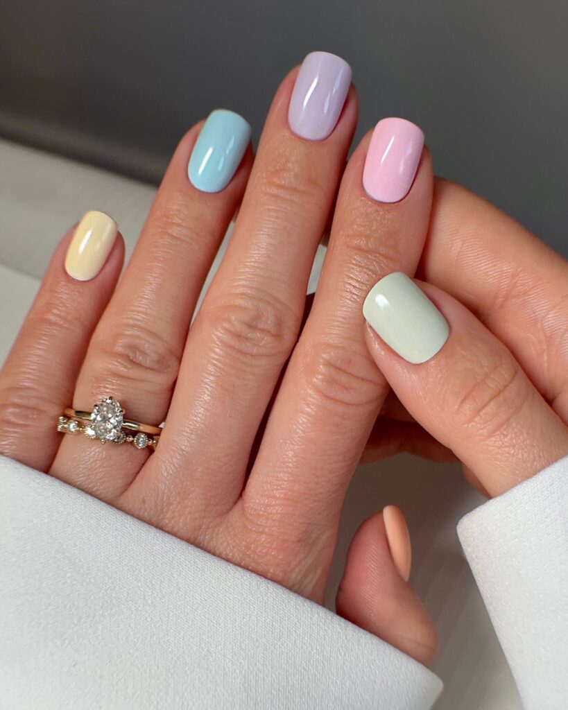 Solid pastel nails