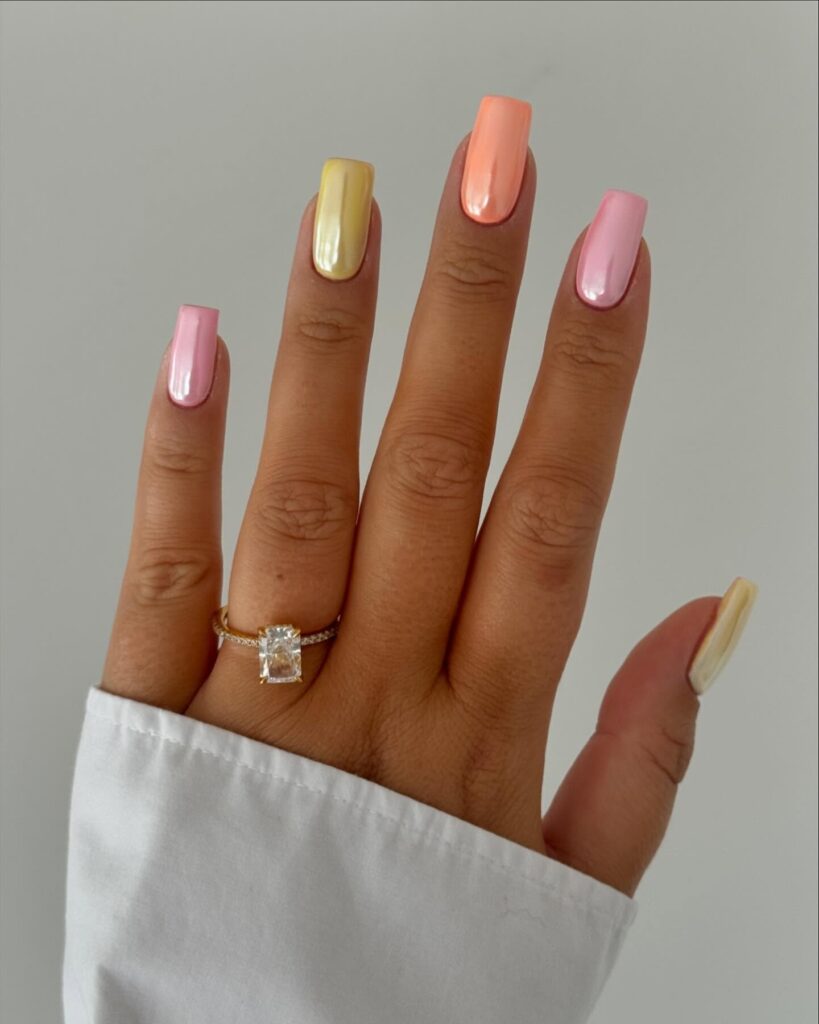 Solid pastel nails