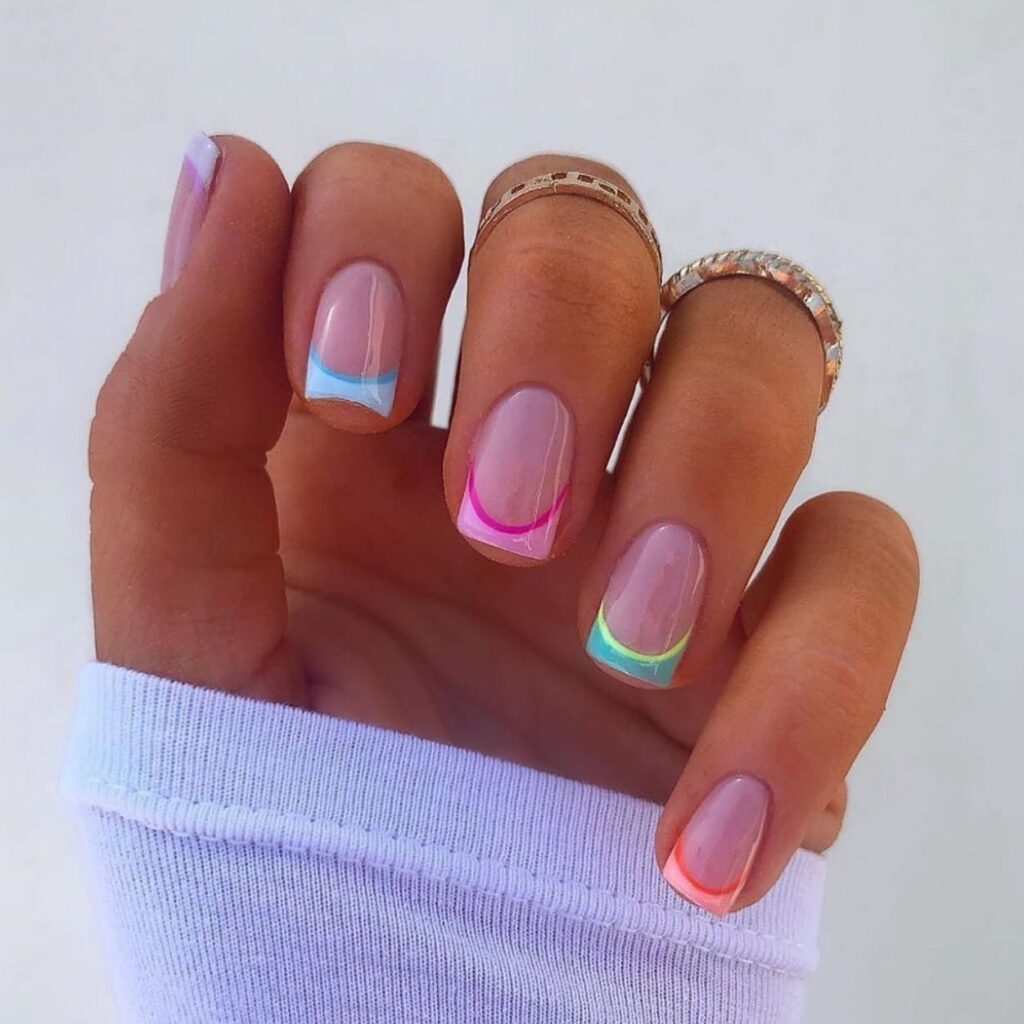 French tip pastel nails