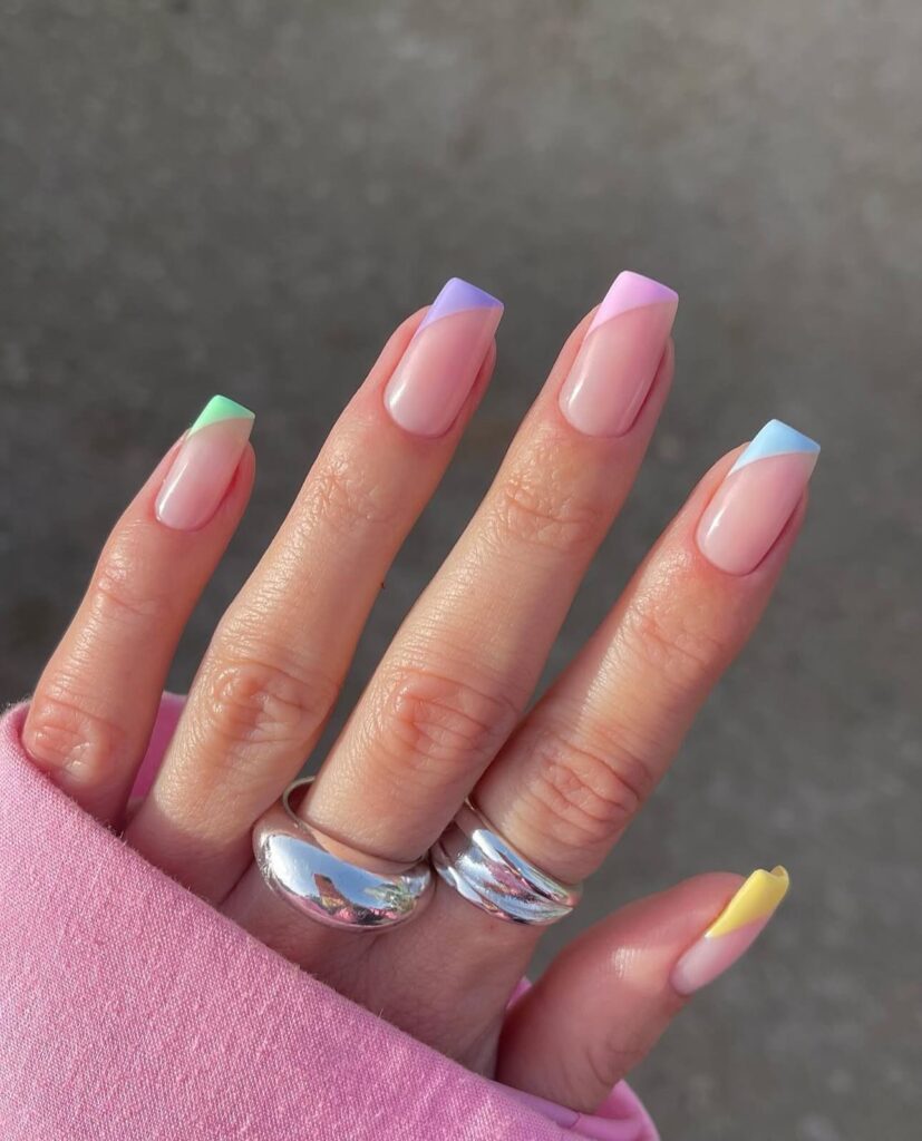 French tip pastel nails