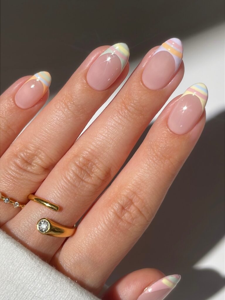 French tip pastel nails