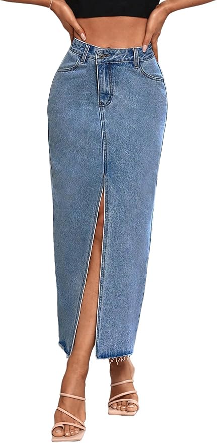 Wardrobe Staple Midi Jean Skirt