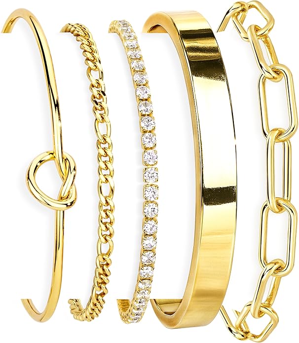 Wardrobe Staple Jewelry - Stackable Gold Bracelets
