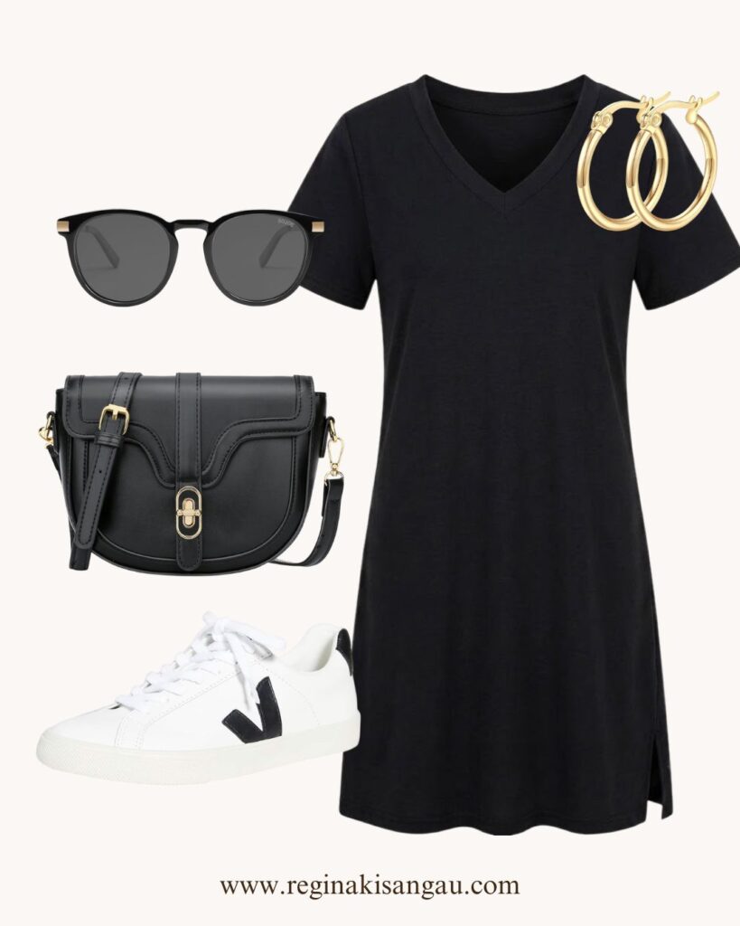 tshirt dress outfit summer sneakers