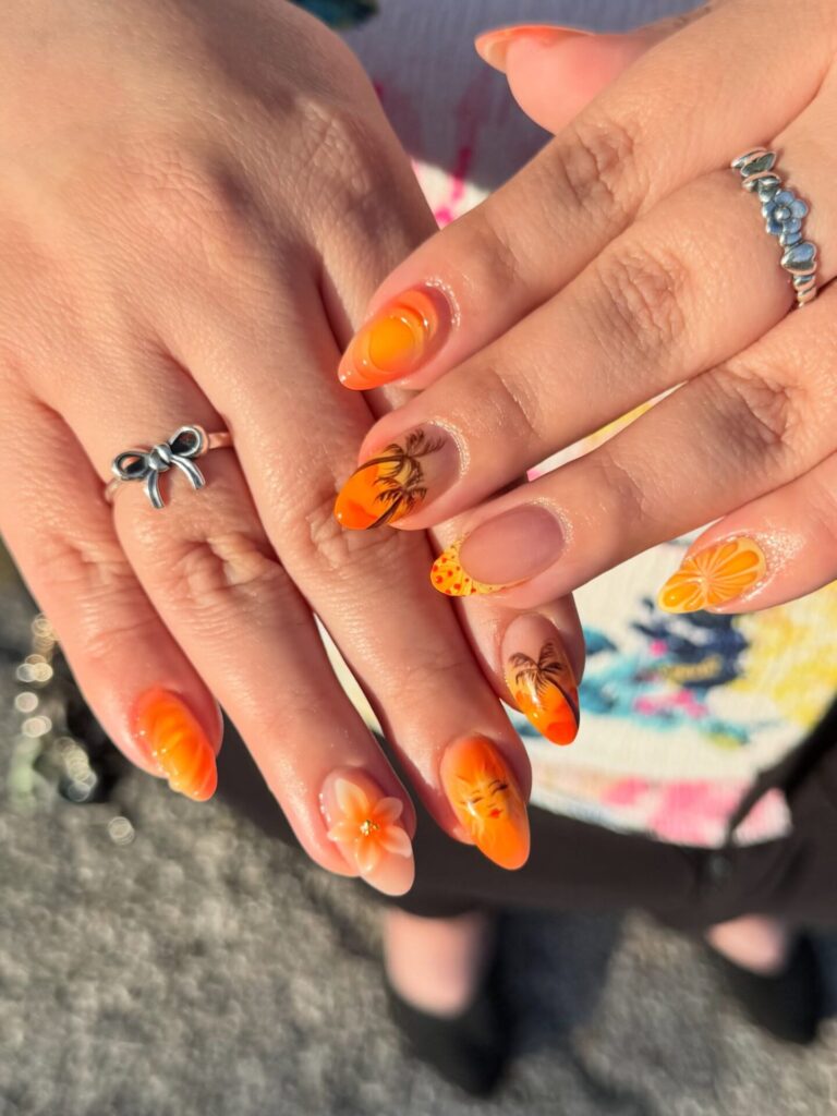 3d sunset summer nails