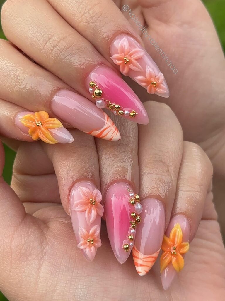 summer flower nails