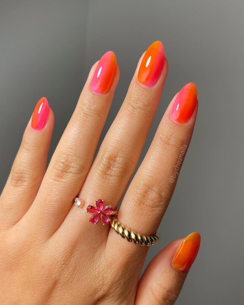 sunset summer nails